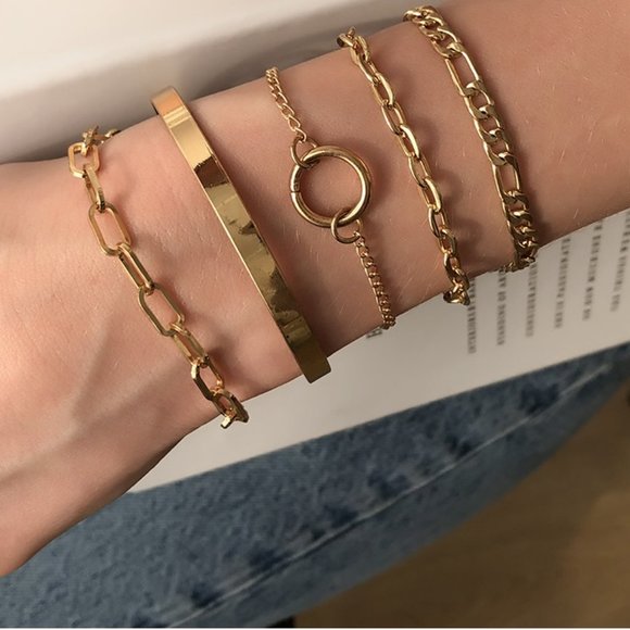 New! 5pcs Beautiful Silver Bracelet Set - Picture 5 of 6